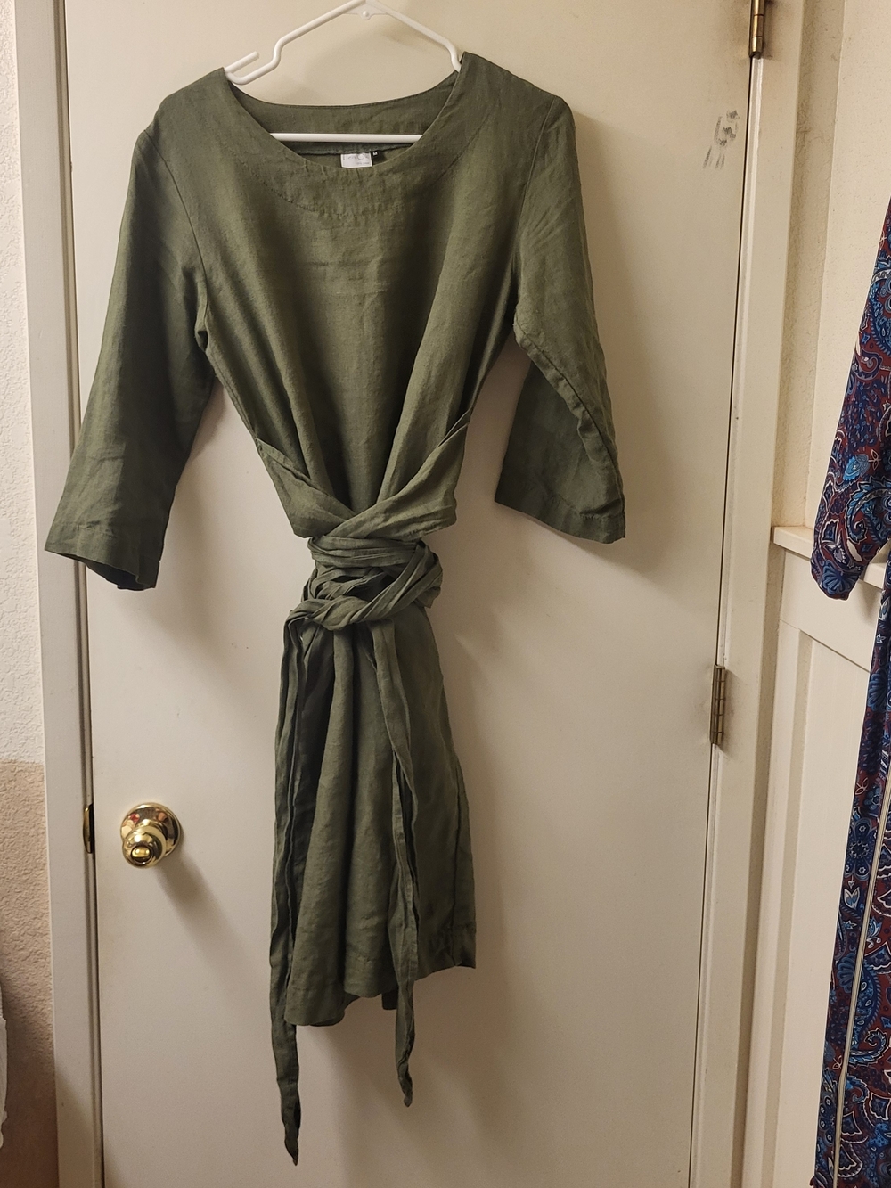 NWOT, LEN.ok Linen Khaki Green Linen Dress, Similar To Not Perfect Linen - Picture 3 of 16
